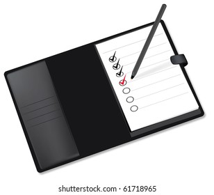 Notepad with check-boxes. Vector.