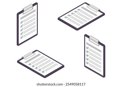 Notepad with checklist. Isometric icon vector on a white background