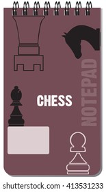 Notepad chess, for notes on a spring. Vector illustration.