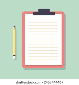 Notepad, clipboard, blank paper, pencil, note, business, vector.