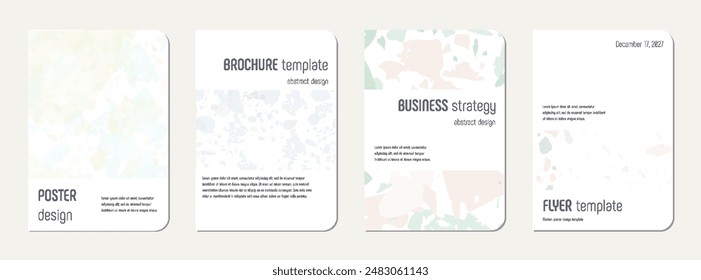 Notepad cover design. Terrazzo abstract background made of natural stones, granite, quartz and marble. Venetian terrazzo texture notepad cover template.