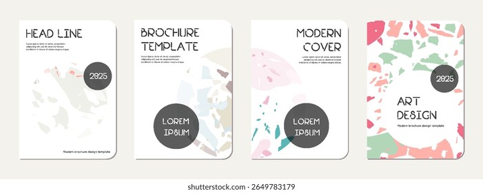 Notepad cover design. Terrazzo abstract background made of natural stones, granite, quartz and marble. Venetian terrazzo texture notepad cover template.