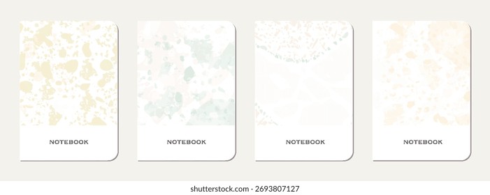 Notepad cover design. Terrazzo abstract background made of natural stones, granite, quartz and marble. Venetian terrazzo texture notepad cover template.