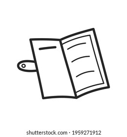 Notepad for daily notes in doodle style. The outline of the icon drawn by hand. Vector illustration, isolated elements on a white background.