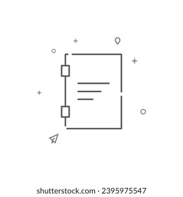 Notepad, diary simple vector line icon. Symbol, pictogram, sign isolated on white background. Editable stroke. Adjust line weight.