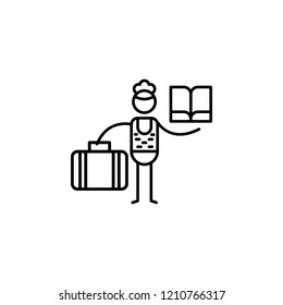 Notepad, diary, traveller icon. Element of people in travel line icon. Thin line icon for website design and development, app development. Premium icon