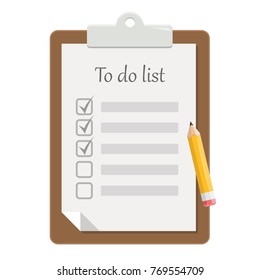 Notepad To Do List With Pencil Flat Design Icon