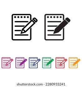 notepad to do list related icons set isplated on background