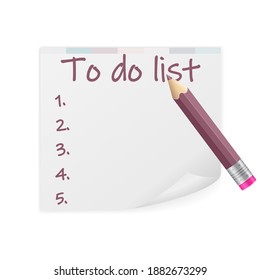 Notepad to do list text on a white background. Vector illustration.