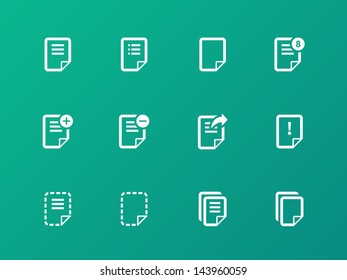 Notepad Document file and Note icons isolated on green background. Vector Illustration.