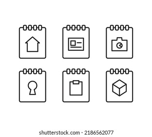 notepad and document icons set vector illustration