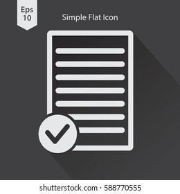 Notepad With Done Symbol. Simple Flat Icon. Vector Illustrated Sign