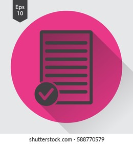 Notepad With Done Symbol. Simple Flat Icon. Vector Illustrated Sign