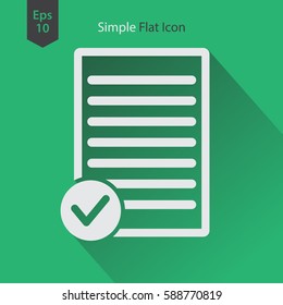 Notepad With Done Symbol. Simple Flat Icon. Vector Illustrated Sign