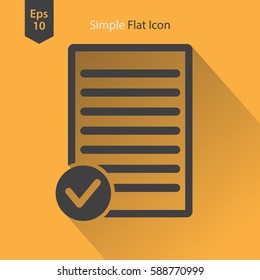 Notepad With Done Symbol. Simple Flat Icon. Vector Illustrated Sign