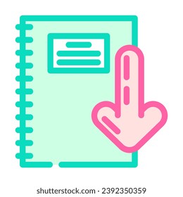 notepad download file color icon vector. notepad download file sign. isolated symbol illustration