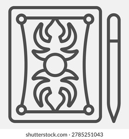 Notepad for drawings and pen line icon, notes concept. Vector graphics. Paper notebook with sketches and pencil sign with outline style for mobile or web design