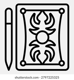 Notepad for drawings and pen line icon, notes concept. Vector graphics. Paper notebook with sketches and pencil sign with outline style for mobile or web design