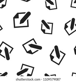 Notepad edit document with pencil icon seamless pattern background. Business concept vector illustration. Note edit symbol pattern.