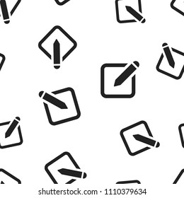Notepad edit document with pencil icon seamless pattern background. Business concept vector illustration. Note edit symbol pattern.