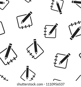 Notepad edit document with pencil icon seamless pattern background. Business concept vector illustration. Note edit symbol pattern.