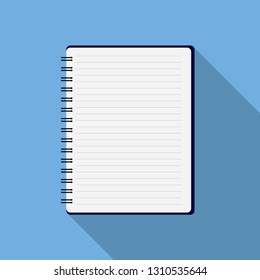 Notepad education on blue background with shadows empty paper work paper success checklist report page work. Flat design EPS 10