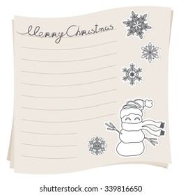 Notepad with empty lines is ready for your text. Vector illustration
