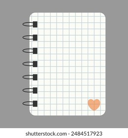 Notepad with flat design. Plaid notepad Spiral notebook vector illustration.  Isolated