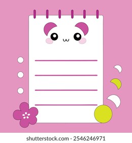 notepad with floral border vector illustration.