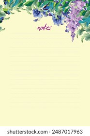Notepad with floral design perfect for printing