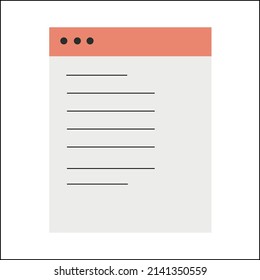 Notepad in the form of an icon on a white background for use in web design. Vector isolated image for clipart