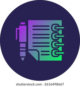 Notepad Glyph Circle Gradient Icon