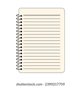 Notepad graphic with lined paper and spiral binding in vector