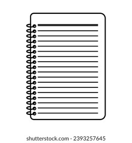 Notepad-Grafik mit gesäumtem Papier und Spiralbindung in Linienzeichnung, Vektorgrafik
