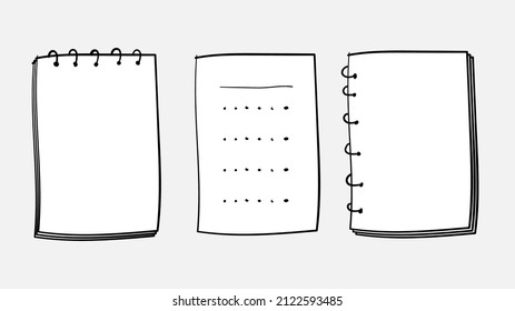 notepad hand drawn. paper note to do list doodle style. vector illustration. 