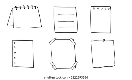 notepad hand drawn. paper note to do list doodle style. vector illustration. 