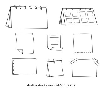 notepad hand drawn. paper note to do list doodle style. vector illustration.

