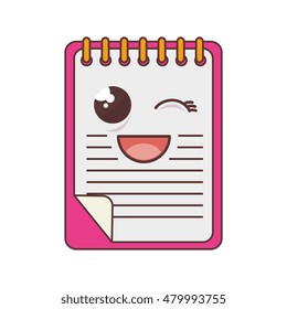 notepad with happy face cartoon