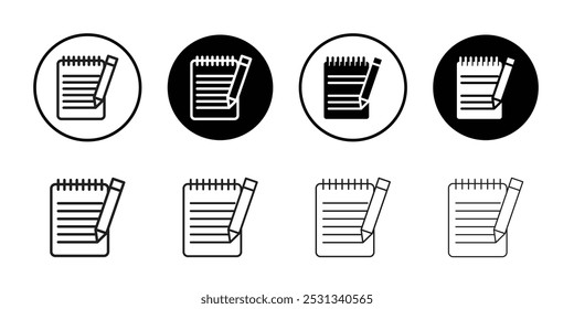 Icono de bloc de notas Vector de contorno en blanco y negro