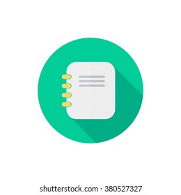 Notepad icon in a flat design with long shadow isolated vector