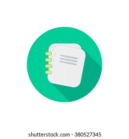 Notepad icon in a flat design with long shadow isolated vector