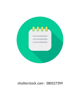 Notepad icon in a flat design with long shadow isolated vector
