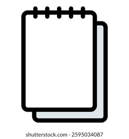 Notepad icon in flat line style representing notes organization and writing ideal for productivity education and planning concepts.