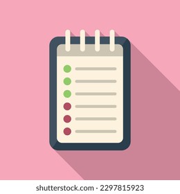 Notepad icon flat vector. Person time. App settings