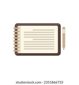 Notepad icon flat vector. Write paper. Pen text isolated