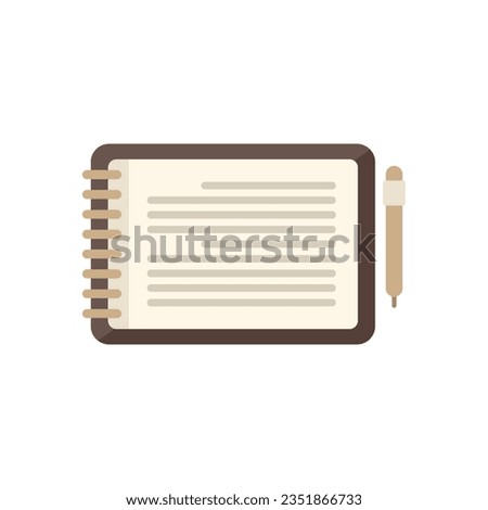 Notepad icon flat vector. Write paper. Pen text isolated