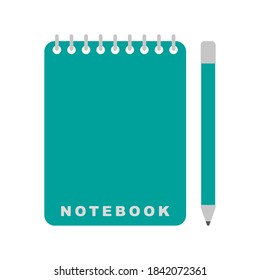 Notepad icon. Front view. Colored simple silhouette. Vector flat graphic illustration. The isolated object on a white background. Isolate.