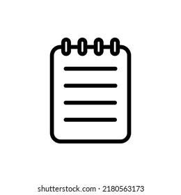 Notepad Icon. Line Art Style Design Isolated On White Background