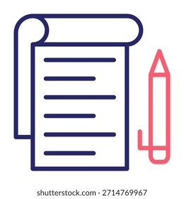 Ilustração do vetor de estilo de cor da linha do ícone do Bloco de notas