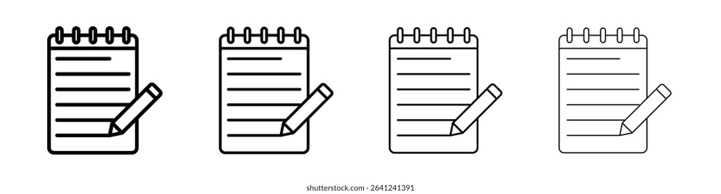Notepad icon Outline sign symbol set